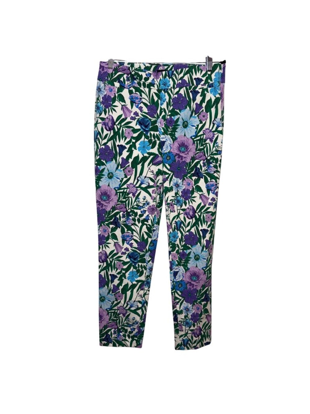 Talbots Chatham Ankle Floral Pants Size 10 Purple & Blue Flowers Cotton